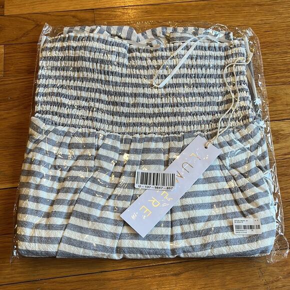 Urban Outfitters Lumiere Stripe Smocked Babydoll Dress Blue White Small - Picture 6 of 7